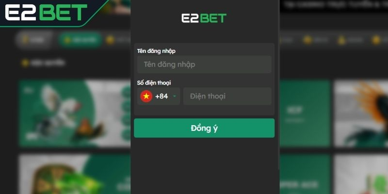 Đăng nhập E2BET trên máy tính