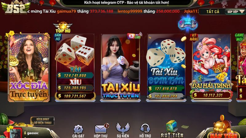 Giới thiệu sảnh Game Bài B52 
